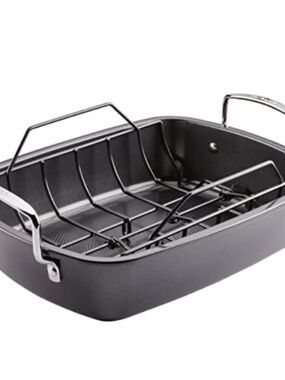 Circulon 17 X 13 Nonstick Roasting Pan with Easy Serve Rack Black NEW OPEN BOX